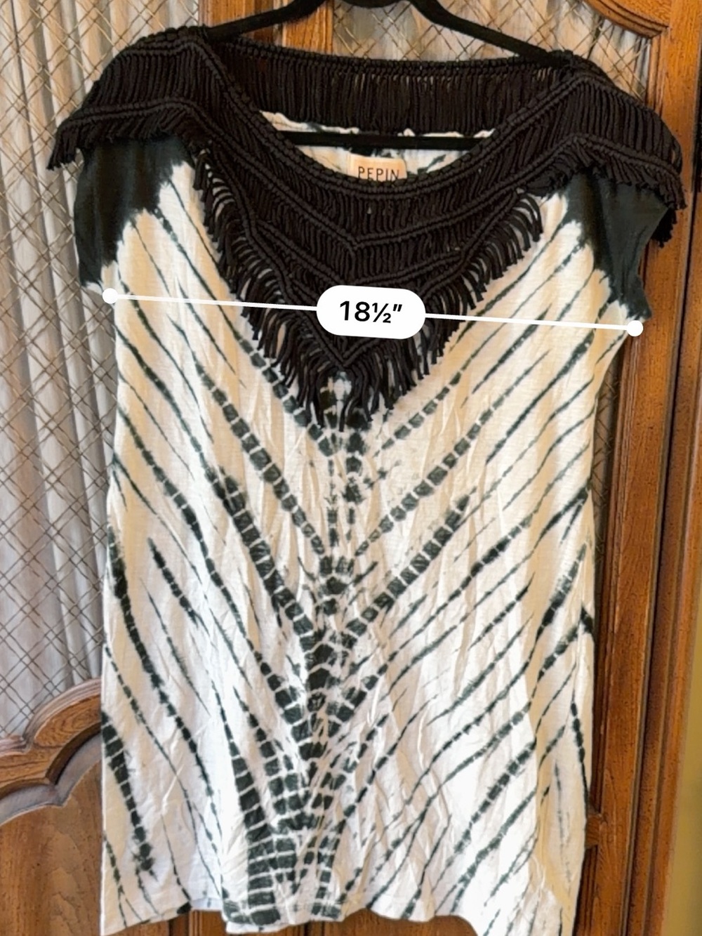 Pepin Tie Dye Macramé Fringe Tunic Top SIZE MEDIUM - Picture 6 of 7
